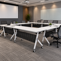 Table de conférence pliante moderne en bois, bureau de formation pliable avec roulettes pour salle de réunion de bureau et salle de classe scolaire