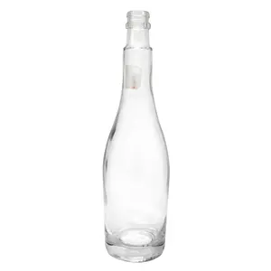 批发工厂销售透明定制375毫升500毫升饮料白酒和带螺帽的酒精玻璃瓶