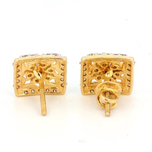 Pendientes de Diseño Elegante con Forma Cuadrada, Chapados en Oro con Piedras Blancas, Estilo Diamante, Perfectos para Fiestas, para Mujer - Product Image 3