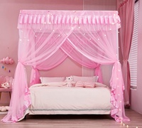 Moustiquaire de lit pliable en forme carrée, style princesse, avec dentelle en maille, pour lit Queen ou King Size, idéale pour une utilisation intérieure à la maison