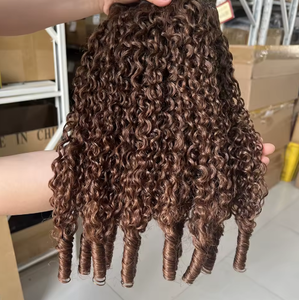 Burmesische Lockige Haar-Bündel in Farbe #4 mit Lockigen Spitzen, Echthaar 25–76 cm, Schokoladenbraun, 100 % Unverarbeitetes Haar für Schwarze Frauen - Product Image 4