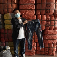 Ballots mixtes de marques de créateurs, style streetwear de mode d'occasion, jeans décontractés usagés pour hommes