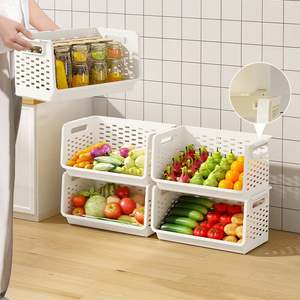 Movable 1/2-Layer PP <b>Kitchen</b> <b>Storage</b> Rack Rectangle Plastic Vegetable Fruit Organizer Seasoning Shelf Food <b>Storage</b> Basket Wheels - Product Image 2