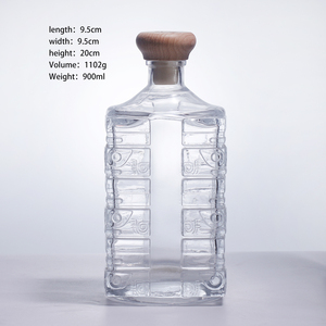 Bouteilles en verre carrées personnalisées par des designers avec bouchon en liège et motifs exquis pour les vins <span class=keywords><strong>de</strong></span> fruits, les liqueurs, le whisky, la tequila - Product Image 2