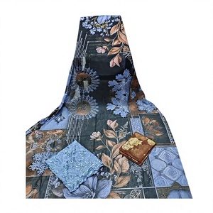 Ensemble 3 pièces de luxe pour femmes, style Moyen-Orient, en Spandex, à manches longues, avec dentelle florale, écologique, vêtements Kanga pour adultes - Product Image 3