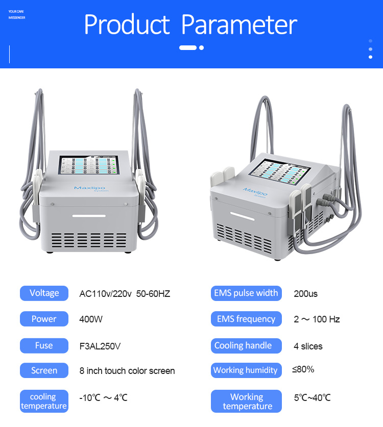Portable Cryotherapy cooling ems pads, 4 cryolipolysis ems plate freezing slimming machine LF-272