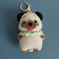 Porte-clés chien au crochet fait main, mignon et amusant, modèle Corgi Pékinois, poupée animale en crochet, breloque de sac, pendentif tricoté