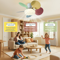 Ventilateur de plafond Macaron européen moderne de 32 pouces Lampe LED Télécommande Corps en fer à 6 vitesses Moteur 220V DC sans lame 5 pour usage domestique