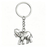 Porte-clés éléphant 3D réaliste et noble, thème safari, breloque vintage argentée pour sac, cadeau souvenir porte-bonheur
