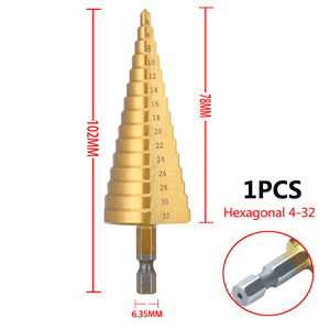 Foret étagé HSS revêtu de titane 4-32 mm 4-20 mm, outil de perçage conique pour métal et bois - Product Image 6