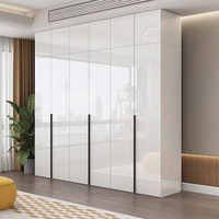 Armoire en mélamine personnalisable, vente directe d'usine, pour vêtements, avec porte en verre, éclairage LED, placards pour la