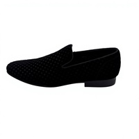 Mocassins de luxe pour hommes en velours noir gaufré, à bout pointu, chaussures habillées pour banquets et événements du soir, logo personnalisé disponible