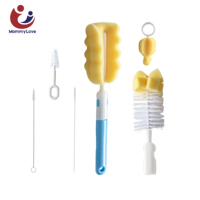 Lot de 6 brosses de nettoyage pour biberons de bébé, personnalisables OEM, avec accessoires pour tétines et outils de nettoyage pour éponges et plastiques