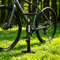 Pompe à pied Worldcycle 1-Way en acier pour VTT avec manomètre, haute pression, rapide, max 160 PSI, gonfleur de pneus de vélo haute résistance, noir