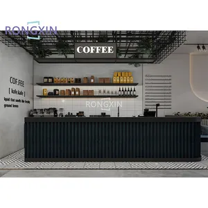 Retail Wooden Coffee Shop Display Cabinets Cafe Kiosk Interior Counter Design For Shopping Mall