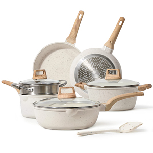 Ensemble de 10 casseroles et poêles antiadhésives Gcook, ustensiles de cuisine en aluminium, ensemble de casseroles de cuisson avec couvercle en verre et spatule - Product Image 1