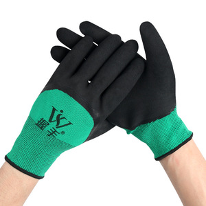 Gants de protection en <span class=keywords><strong>latex</strong></span>, tissu vert, revêtement en mousse noire, entièrement en nylon, respirants, résistants à l'usure, antidérapants, adaptés - Product Image 5