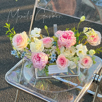 Boîte à fleurs en plexiglas Transparent 9 roses, boîte à fleurs en acrylique, cadeau personnalisé de haute qualité