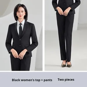 Conjunto de <span class=keywords><strong>Traje</strong></span> de Gerente de Tres Piezas <span class=keywords><strong>con</strong></span> Doble Botonadura, Uniforme de Trabajo para Hombres y Mujeres, Pantalón <span class=keywords><strong>con</strong></span> Cierre, Estilo Empresarial y de Servicios Públicos - Product Image 3