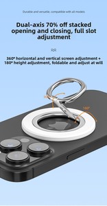 Nouveau support de téléphone portable magnétique pliable double face avec anneau pour iPhone et Android, idéal pour bureau, chambre, voiture - Product Image 6