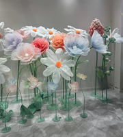 Pesta Pernikahan bunga buatan oranye Peony Lily dekorasi acara berdiri kertas raksasa bunga pernikahan