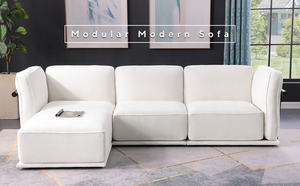 Elegante Sofá Seccional Convertible Cloud, Sofá Cama Modular Tapizado en Corduroy con Reposabrazos Cuadrados, Cómodo - Product Image 2