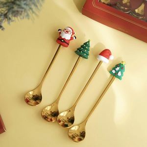 Juego de Cucharas de Café de Acero Inoxidable al por Mayor, Cucharas Creativas con Diseño de Muñeca Navideña para Postre, Cucharas de Té para Regalo de Navidad, Fiestas y Restaurantes - Product Image 3