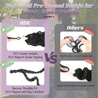 Extensions de cheveux au crochet pré-bouclées style Boho Gogo Curl, 10 pouces, noir naturel, fibre protéinée pure, 10,08 onces, ondulations profondes et serrées, style Beach Curl