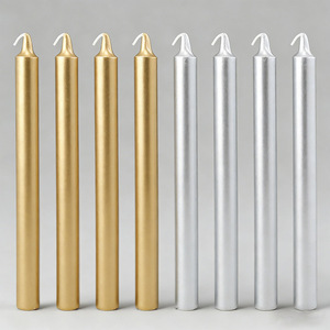 Bougies de table personnalisées, moulées à la main, de haute qualité, à combustion lente et longue durée, sans fumée, aux couleurs métalliques <span class=keywords><strong>doré</strong></span>, argenté et or champagne, en forme de bâtonnets. - Product Image 1