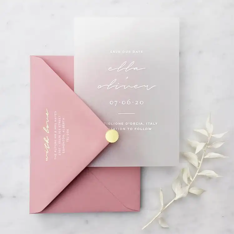 Custom Design Karten White Ink Pergament Papier Brautjungfern Hochzeits einladungen Luxus Elegant