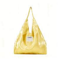 Sac fourre-tout de luxe en satin surdimensionné personnalisé avec fermeture à bouton-pression, sac à bandoulière décontracté