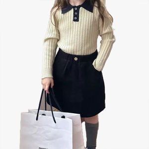 เสื้อโปโลเด็กสไตล์เกาหลีทรงเข้ารูปสีสันตัดกัน คอลเลคชั่นฤดูใบไม้ร่วงปี 2026 เสื้อไหมพรมเด็กผู้หญิงแฟชั่น - Product Image 3