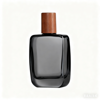 Vente en gros 50ml 100 ml vide de luxe plat personnalisé en bois noir couvercle vaporisateur cristal bouteille de parfum en verre 100 ml avec emballage