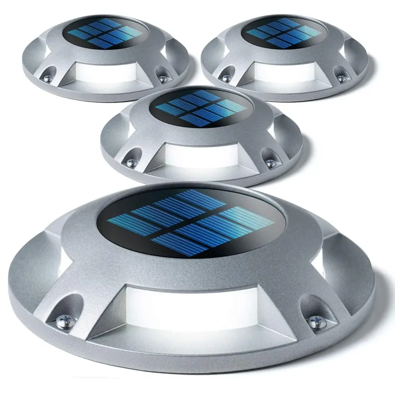 Weatherproof with No Wiring Required Outdoor Silver Solar Dock and Driveway Path Lights for Outdoor Pathway Garden Ground