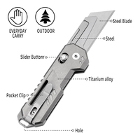 Couteau pliant utilitaire en titane TGZUO, outil de survie pour la randonnée en plein air, couteau de poche EDC