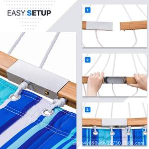 Hamaca Portátil Woqi para 2 Personas, Diseño Costero, Rayas Azules, Capacidad de 440 Lb, para Jardín, Patio, Exterior, Tela de Poliéster - Product Image 4