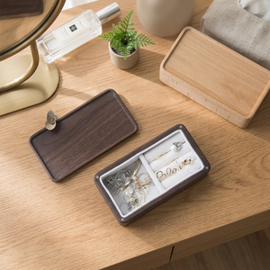 Beech Black Walnut Solid Wood Rectangle Small Painted Sustainable Magnetic Jewelry Gift <b>Box</b> with Magnetic Lid - Product Image 4