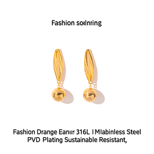 Pendientes Colgantes de Moda en Acero Inoxidable 316L con Baño de Oro PVD, Sostenibles y Resistentes - Product Image 3
