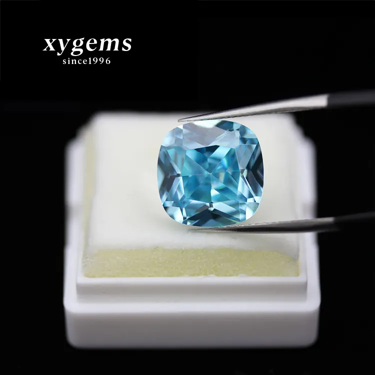 Xygems Kualitas Tinggi Cz Mesin Pemotong Aqua Biru Bantal Potongan Zirkonia Kubik