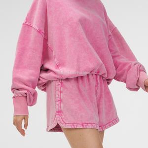 Shorts OEM para Mujer, Color Rosa, Estilo Vintage, Lavado Ácido, Shorts Deportivos para Damas - Product Image 1