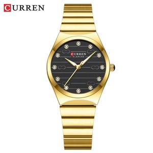 Montres à quartz pour femmes CURREN 9110, luxe minimaliste avec accents en strass et aiguilles lumineuses, élégantes en acier inoxydable - Product Image 1