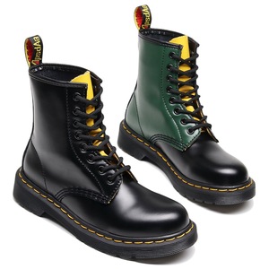 Work boots - Women's green and yellow patchwork open-toe rhinestone short boots men's and women's smooth leather boots - Product Image 5