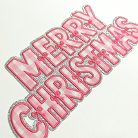 Nouvelles Écussons Brodés Personnalisés en Tissu à Carreaux avec Lettres Joyeux Noël, à Thermocoller, pour Vêtements, Vente en Gros