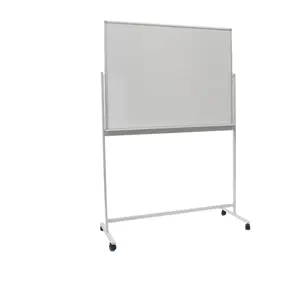 Mobile double side dry erase magnetic glass white board for school office writing