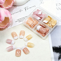 Approvisionnement exclusif transfrontalier : 96 faux ongles de style français couleur unie ; Ongles press-on préfabriqués rose nude français