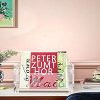 Porte-revues carré moderne en acrylique transparent, panier de tri de courrier, présentoir pour livres et documents, idéal pour la maison et le bureau, approvisionnement en gros
