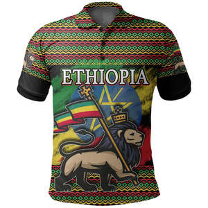 Enkutatash Etiopía Año Nuevo Polo León de Judá Adey <span class=keywords><strong>Abeba</strong></span> Flor al por mayor NO MOQ Ethiopan bandera hombres polos - Product Image 5