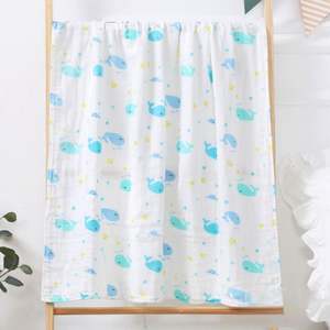 6-Layer Cotton <b>Comfortable</b> and Breathable Pleated Seersucker Baby Blanket Woven with Cartoon Pattern - Product Image 6