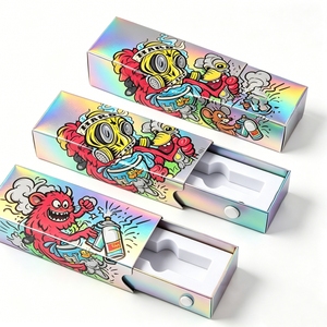 Custom <b>Empty</b> 3ml Vial Box Child Resistant Paper Drawer Packaging 0.5ml 1ml 2g Gram Cartridges CR Laser Silver Paper <b>Boxes</b> - Product Image 1