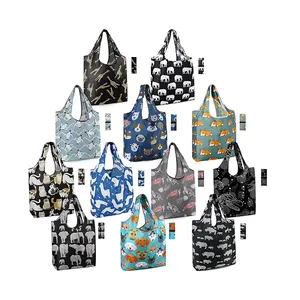 Sacchetto Eco di alta qualità impermeabile pieghevole in Nylon pieghevole poliestere Tote Shopping Bag con Logo di stampa